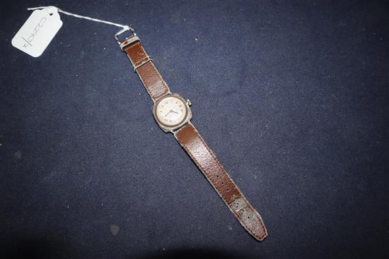 A gentlemans silver Rolex Oyster cushion cased wristwatch, with silvered Roman dial and